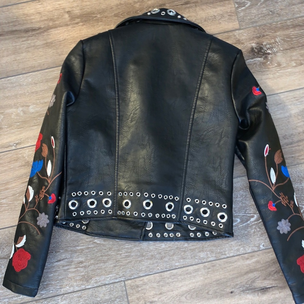 Free Generation Floral Embroidered Moto Jacket - Picture 3 of 9